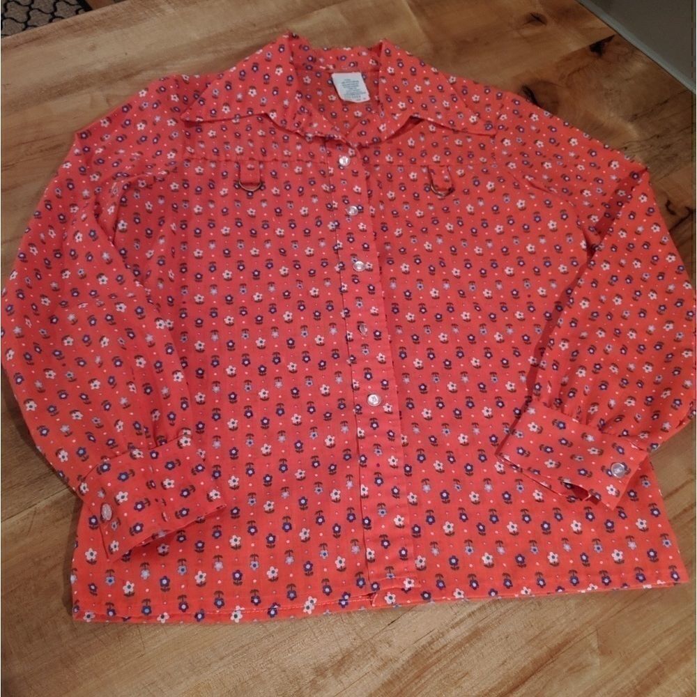 Vintage ILGWU Pat Fashions retro flower shirt  34